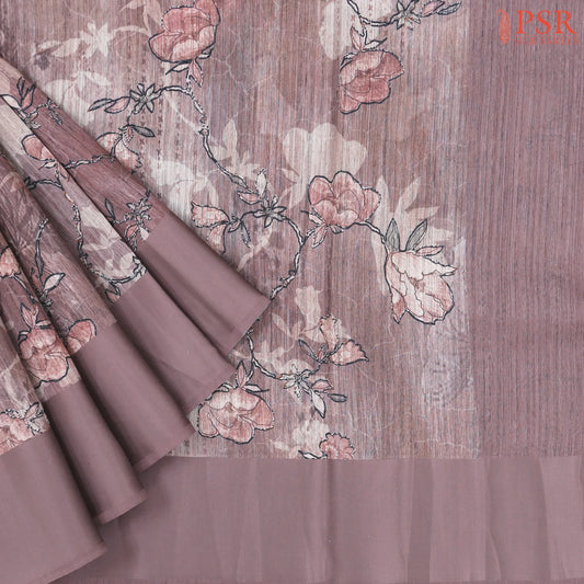 Dark Mauve Green Silk Saree