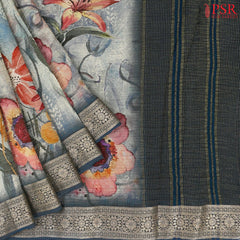 Blueish Grey Georgette Tissue Saree
