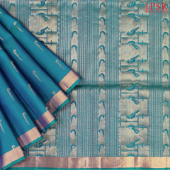Peacock Blue Soft Silk Mix Saree