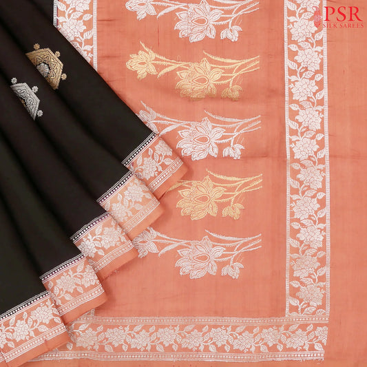 Plum Black Mango Silk Saree