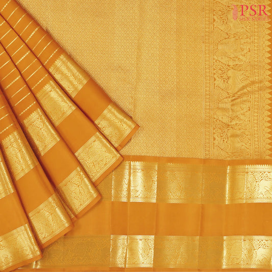 Apricot Orange Kanchipuram Silk Saree