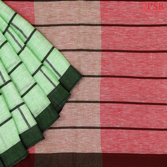 Spring Green Linen Saree