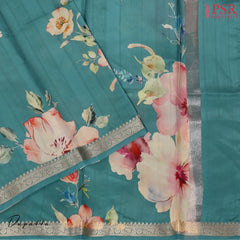 Steel Teal Semi Tassar Dress Material