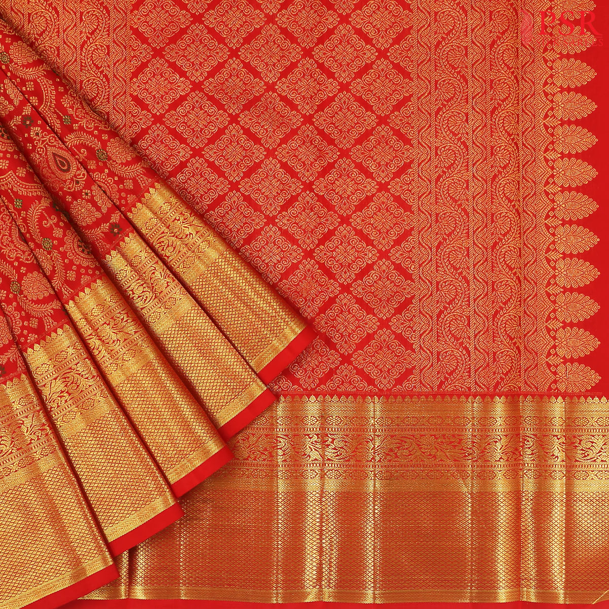 Red Kanchipuram Jacquard Silk Saree