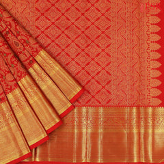Red Kanchipuram Jacquard Silk Saree
