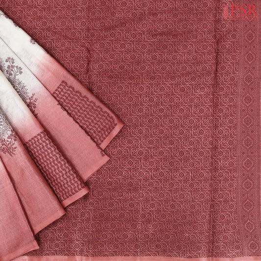 Pearl Grey Banaras Tussar Silk Saree