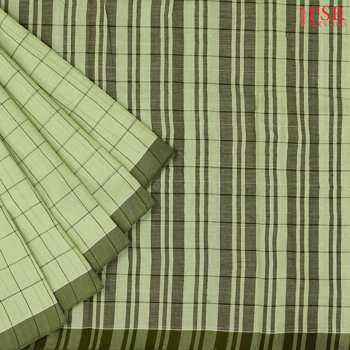 Light Pistachio Green Mangalagiri Cotton Saree