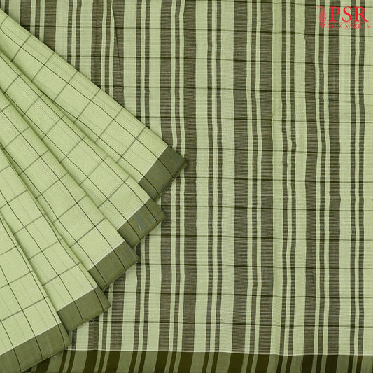 Light Pistachio Green Mangalagiri Cotton Saree