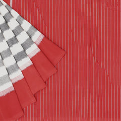 Grey & Floral White Ikkat Cotton Saree