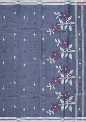 Dark Steel Blue Bengal Cotton Saree
