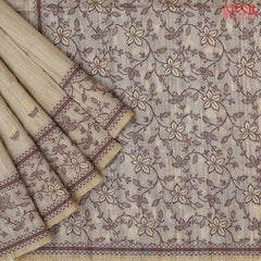 Tussar Beige Ghicha Cotton Saree