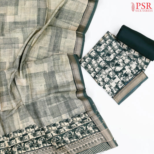 Dark Green Assam Silk Dress Material