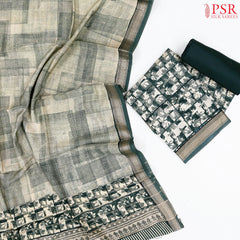 Dark Green Assam Silk Dress Material