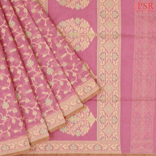 Kobi Pink Banaras Silk Cotton Saree