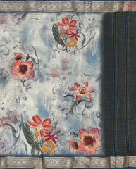 Blueish Grey Georgette Tissue Saree