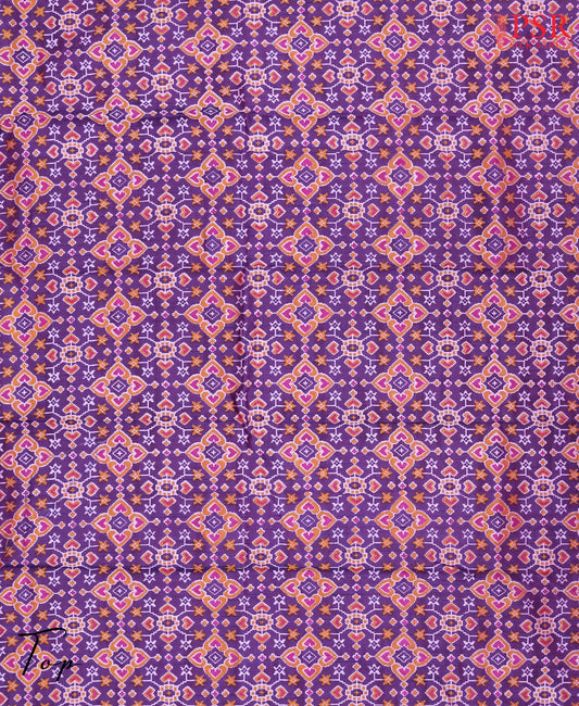 Dark Violet Soft Patola Silk Cotton Dress Material