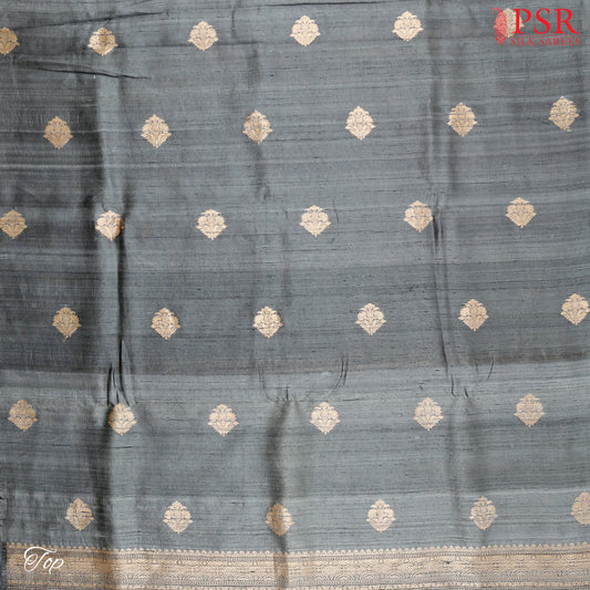 Pewter Grey Tussar Silk Dress Material