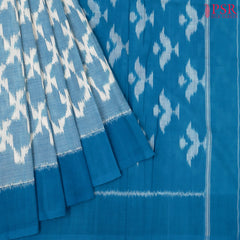Light Steel Blue Ikkat Cotton Saree