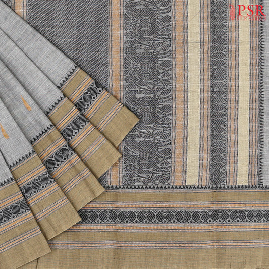 Grey Kalakshetra Kovai Cotton Saree