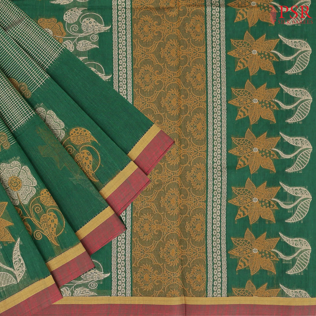 Dark Green Kovai Cotton Saree
