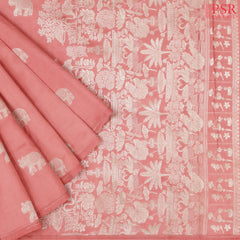 Coral Pink Banaras Silk Saree