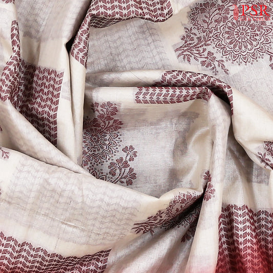 Pearl Grey Banaras Tussar Silk Saree