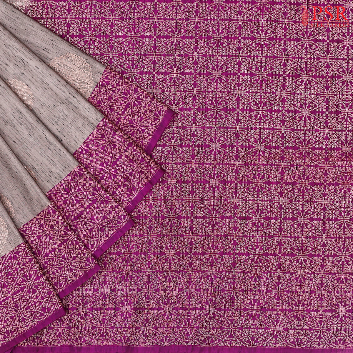 Mauve Grey Jute Art Silk Saree