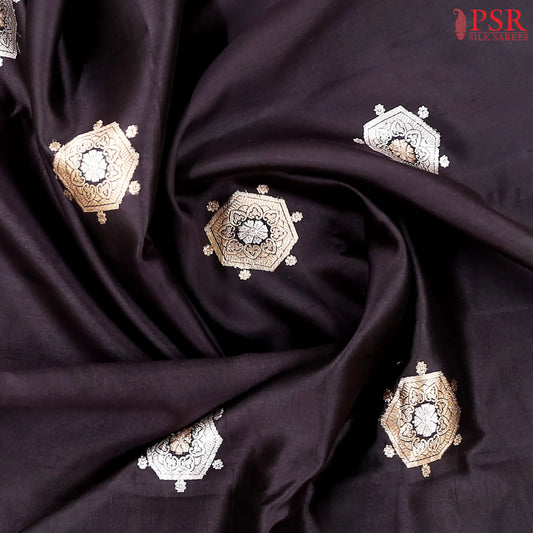 Plum Black Mango Silk Saree