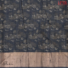 Midnight Black Kadhi Tussar Silk Saree