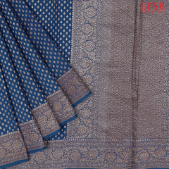 Prussian Blue Chiniya Silk Saree