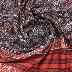 Black Jaipur Cotton Printed Saree