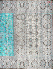 Turquoise Blue Kanchipuram Jacquard Tissue Silk Saree