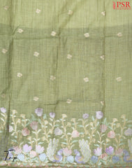 Pear Green Jamdani Silk Cotton Dress Material