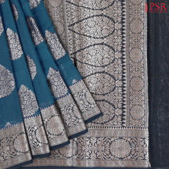 Dark Peacock Blue Chanderi Silk Cotton Saree