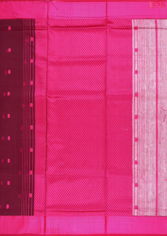 Burgundy Maheshwari Silk Cotton Saree