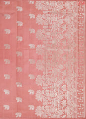 Coral Pink Banaras Silk Saree