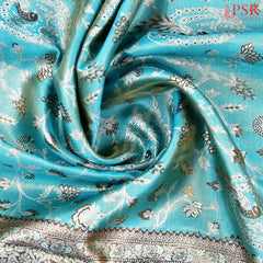 Turquoise Blue Kanchipuram Jacquard Tissue Silk Saree
