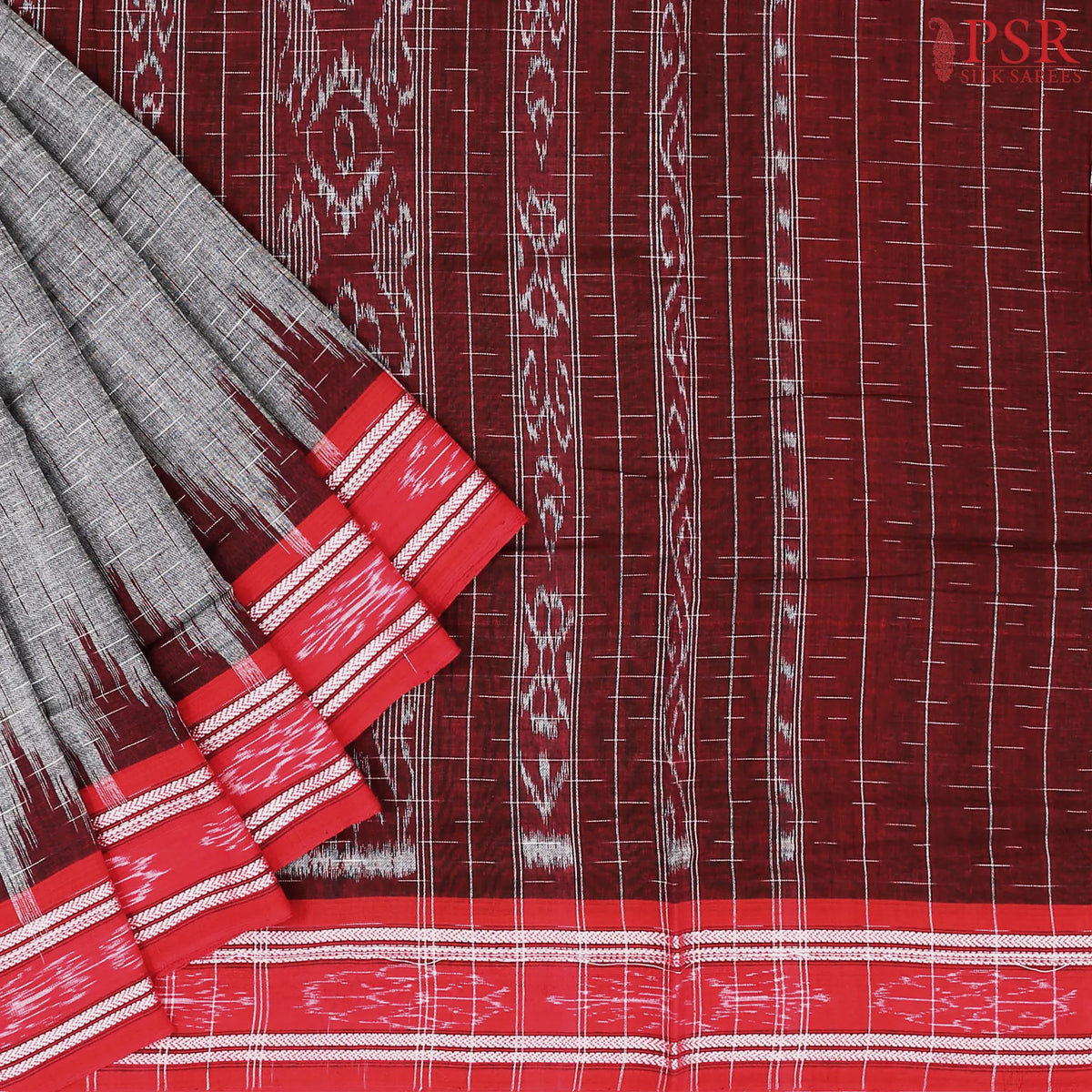 Dark Grey Ikkat Cotton Saree