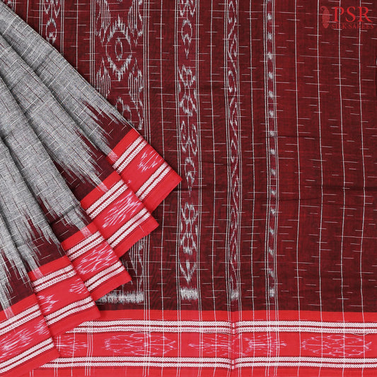 Dark Grey Ikkat Cotton Saree