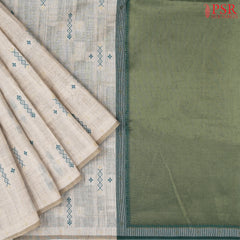 Beige Ghicha Cotton Saree