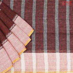 Crimson Brown Linen Saree
