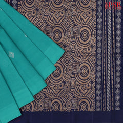 Turquoise Cyan Kovai Cotton Saree