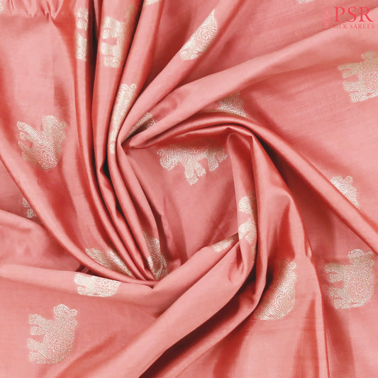 Coral Pink Banaras Silk Saree