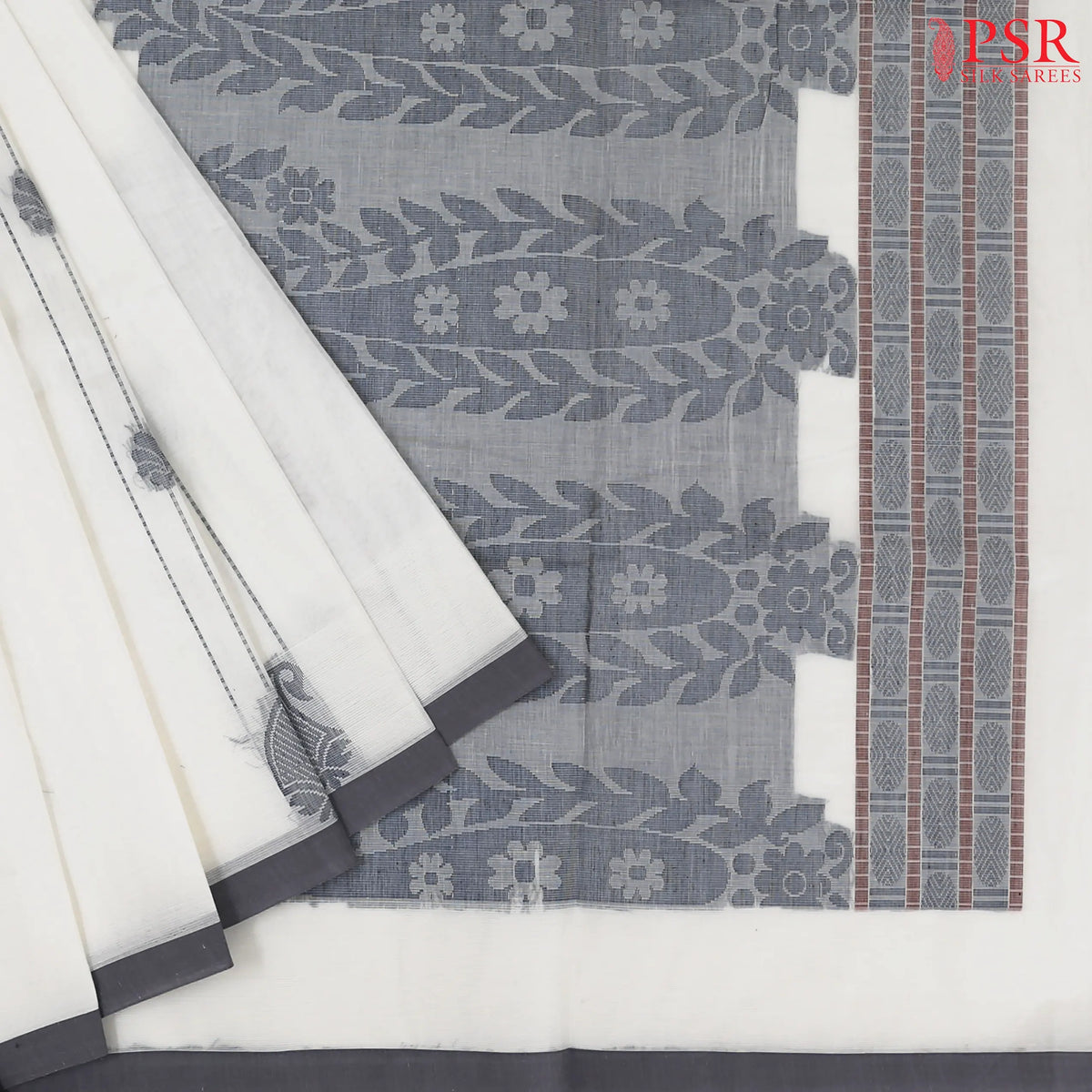 Powder White Kovai Cotton Saree