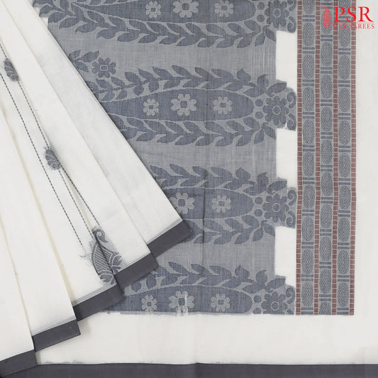 Powder White Kovai Cotton Saree