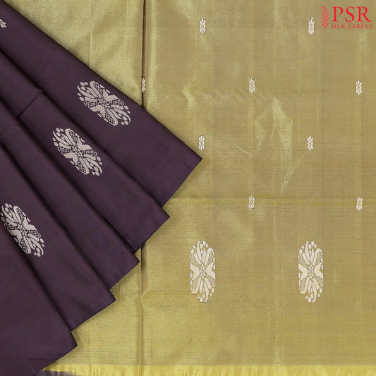 Aubergine Vazhainaar Silk Saree