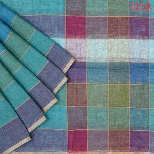 Multicolor Linen Saree