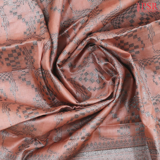 Warm Peach Banaras Tussar Silk Saree
