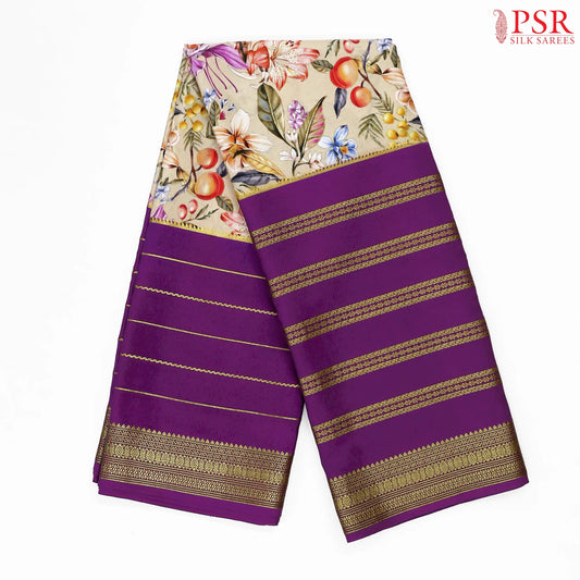 Almond Beige Mysore Silk Saree