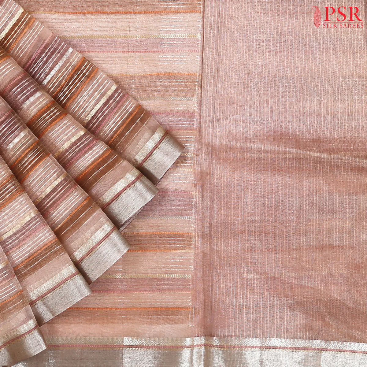Mauve Brown Banaras Kora Organza Saree